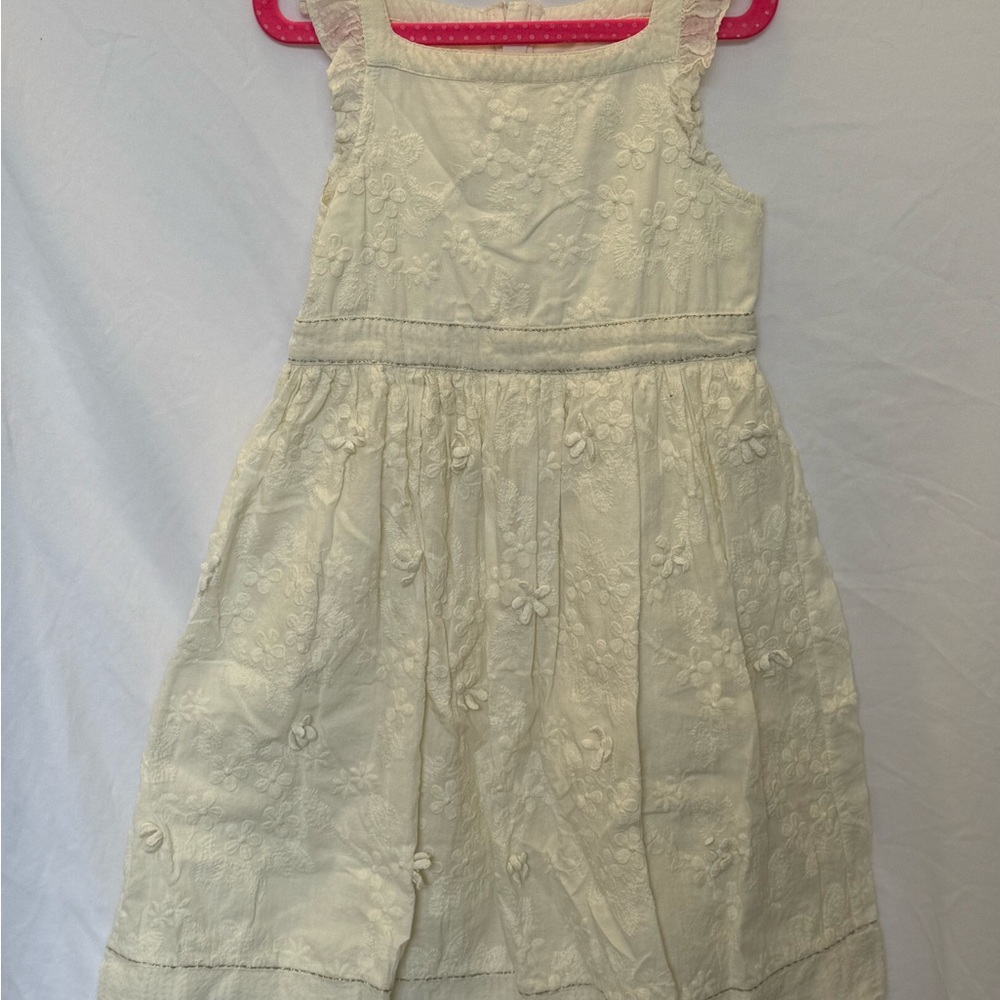 Cream colored dress with flowers and gold stitching 4-5 yr